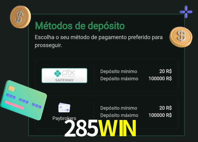 O cassino 285WIN oferece uma grande variedade de métodos de pagamento